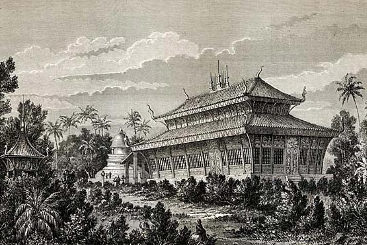 old drawing of temple